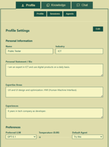 Profile tab