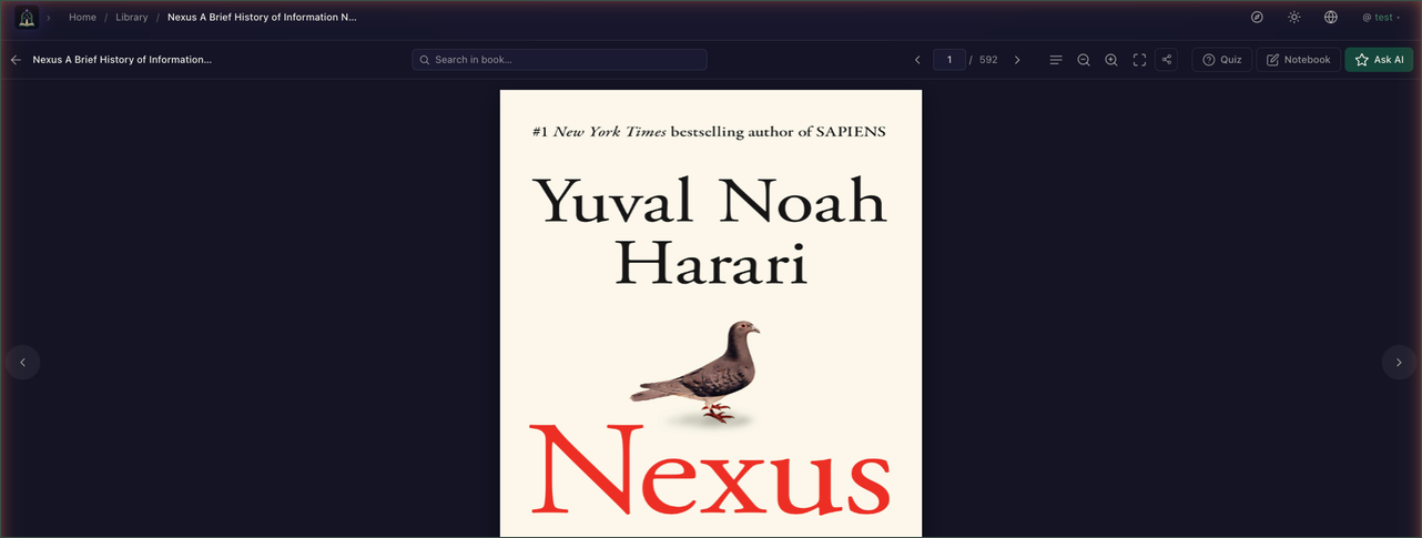The book reader with its toolbar