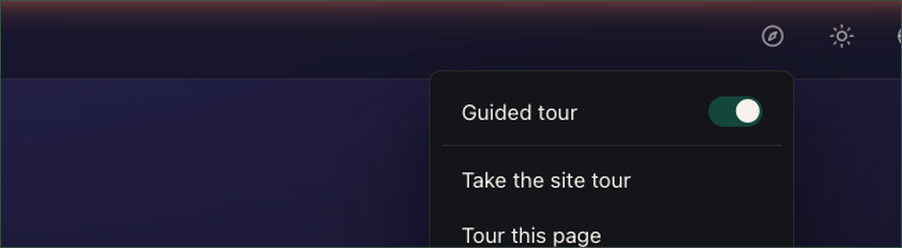 The guided-tour control in the header