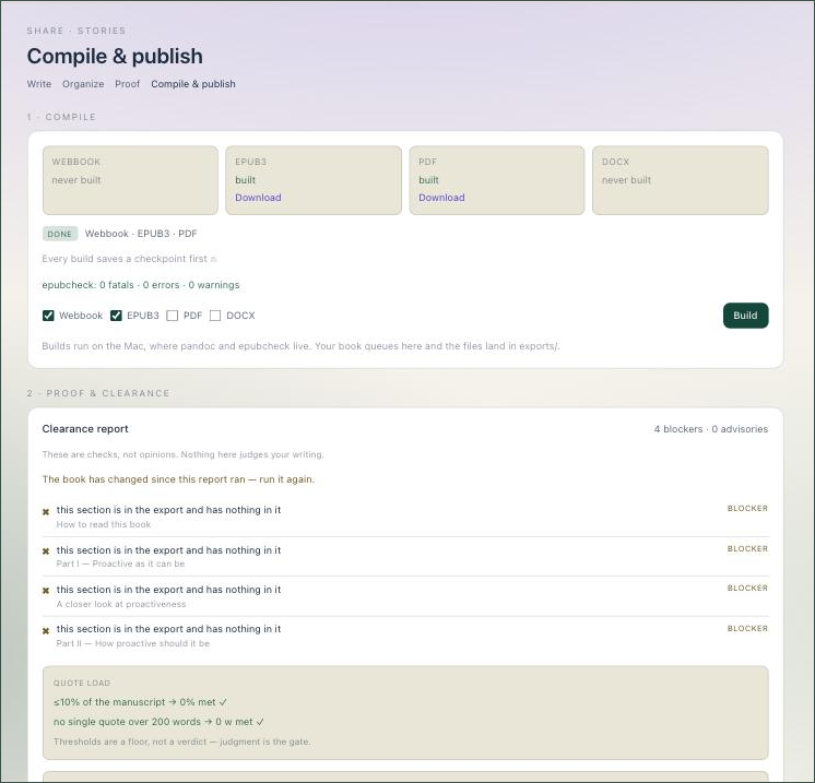 The Compile and publish view